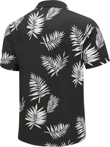 Vista 4 de SheLucki - Camisa hawaiana para hombre, unisex, de manga corta, con botones, para la playa y el verano, ropa casual estampada con sombra de palmas