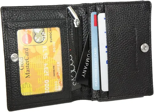 Vista 3 de Cartera de cuero para hombre con dos ventanas de identificación