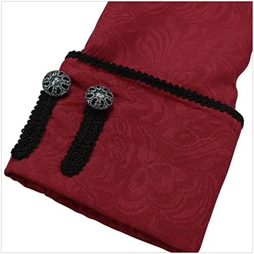 Vista 5 de Chaqueta steampunk para hombre, abrigo gótico, uniforme de Halloween (rojo 1, XL), Rojo 1