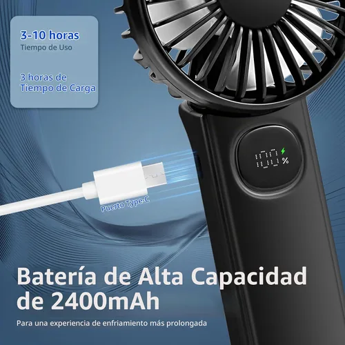 Vista 3 de [Paquete de 2 ventiladores portátiles de mano] Ventilador de mano personal para viajes, ventilador de cuello de pestañas plegable con pantalla