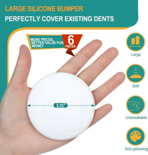 Vista 2 de [3.15"] Topes de Puerta Protectores de Pared, 6 Piezas Grandes Amortiguadores de Puerta de Silicona Blanca con Adhesivo Fuerte Engrosado