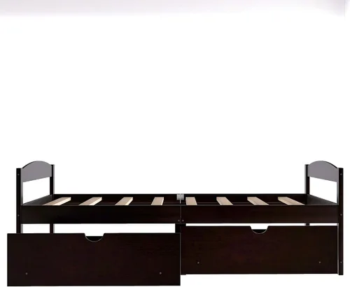 Vista 5 de Harper & Bright Designs Sofá cama de madera tamaño individual con 2 cajones de almacenamiento, sofá cama de doble uso para sala de estar, habitación