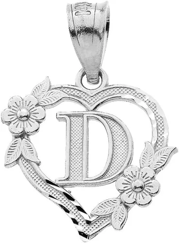 Vista 7 de Colgante de plata de ley con inicial de corazón para mujer, colgante de letra para mujer