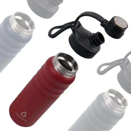 Vista 2 de Botella de agua deportiva aislada con tapa con pajilla, a prueba de polvo, 3 tapas, 24/32/40/64 onzas, apta para lavavajillas y sin BPA, botella