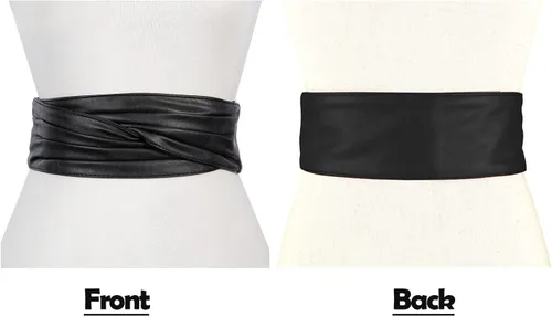 Vista 3 de TonJin Cinturón de cuero ancho para mujer, correa de cintura ajustable con cierre de velcro, cinturón de vestir de moda para mujer