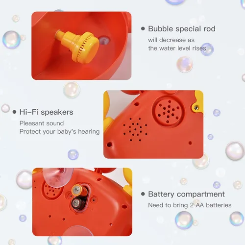 Vista 5 de Charmspal Juguete de baño para niños pequeños, juguetes de baño de cangrejo para niños, juguetes de bañera con burbujas musicales, juguetes de baño