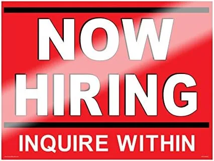 Vista 3 de NOW HIRING Inquire Within" - Adhesivo para ventana de 18 x 24 pulgadas, hacia adentro hacia afuera (10 unidades: 5 azules y 5 rojos)