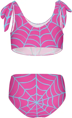 Vista 2 de CaTaKu Traje de baño de dos piezas para niñas, lindo conjunto de bikini tankini hawaiano para playa, traje de baño deportivo para niñas, talla 3-12T