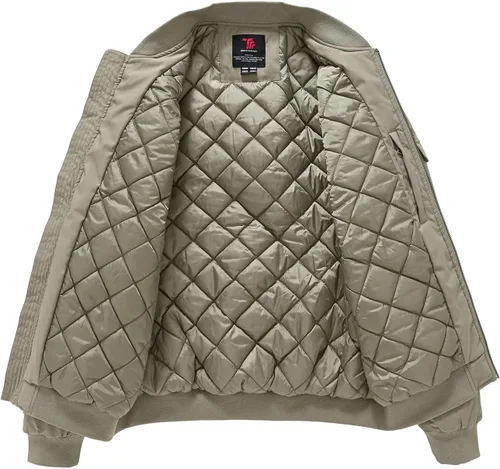 Vista 3 de BGOWATU - Chaqueta para hombre, impermeable, acolchada, tipo bomber, casual, para otoño e invierno, cálida y acolchada