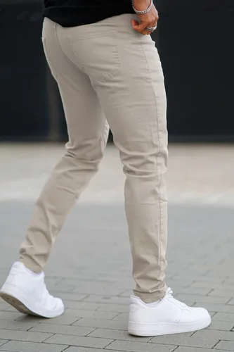 Vista 4 de GINGTTO Skinny Jeans Hombre Slim Fit Stretch Pierna cónica 28/30/ 32 in Beige