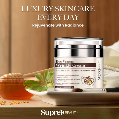 Vista 9 de SupreH Bee Venom Cream Wrinkle Filler: Crema de estiramiento facial instantáneo y crema tensora de ojos con ácido hialurónico niacinamida