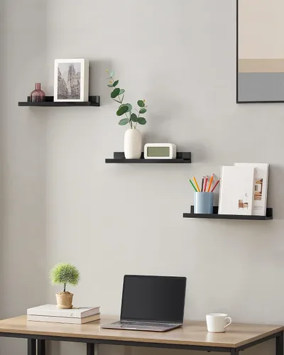 Vista 4 de SONGMICS CUSTOS Collection - Estantes flotantes, juego de 3 estantes de pared, 15 pulgadas de ancho, para marcos de fotos y baratijas, para sala