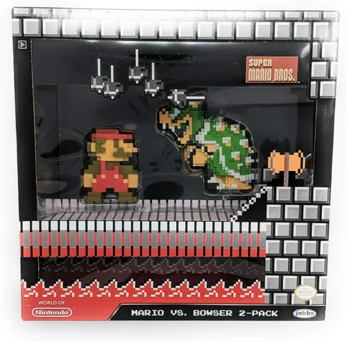 Vista 4 de World of Nintendo - Figura de acción clásica de Mario vs Bowser de 25 de 8 bits