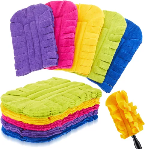 Vista 21 de Zubebe 3 piezas de repuesto de plumero de forro polar reutilizables, plumeros planos de plumas, almohadillas de limpieza lavables para múltiples