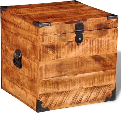 Vista 3 de Cofre de almacenamiento cúbico,Caja de herramientas de madera,Cofre del tesoro grande, Caja de herramientas de madera,Puramente hecho a mano,Madera
