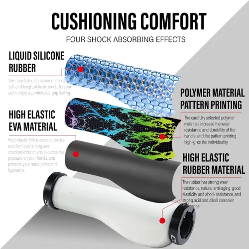 Vista 4 de CNC Agarres ergonómicos para manillar de bicicleta, agarres de silicona MTB para bicicleta de montaña/BMX.