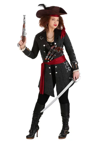 Vista 2 de Disfraz Femenino de Pirata Intrépida Multicolor