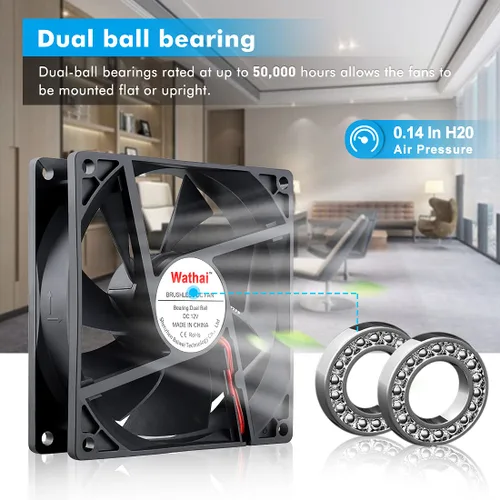 Vista 3 de Ventilador sin escobillas de 3.622 in 12 V DC Ventilador