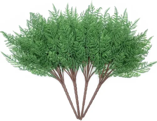 Vista 16 de CATTREE Arbustos artificiales, plantas de plástico, hierba de bambú, arbustos verdes falsos, hojas verdes, bodas, interiores, exteriores, hogar