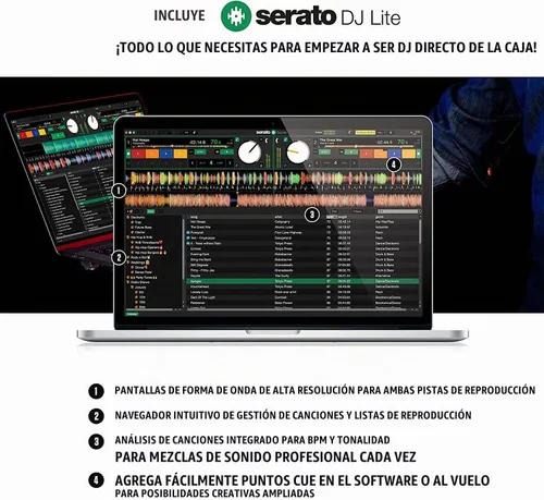 Vista 5 de Paquete completo de equipo de DJ – Numark Mixtrack Pro FX 2 Deck DJ Controller para Serato DJ y M-Audio BX3 altavoces DJ de 3.5 pulgadas