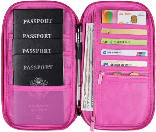 Vista 52 de VanFn Cartera RFID para pasaporte de viaje, soporte para pasaporte familiar, organizador de documentos de viaje serie P.Travel (nailon, gris)
