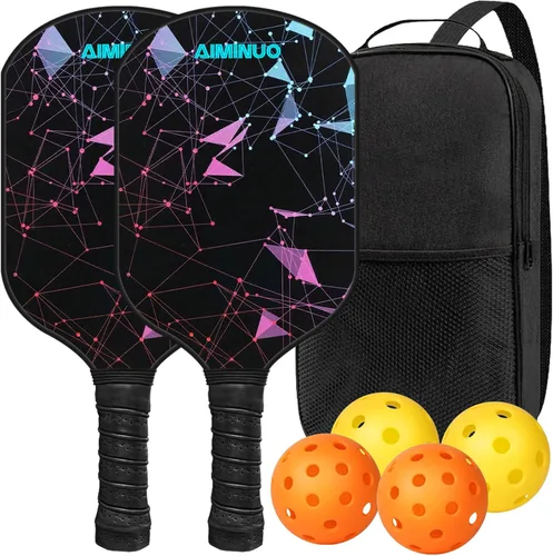 Vista 13 de Palas de pickleball de fibra de vidrio, juego de paletas de pickleball ligeras de 0.63 pulgadas para hombres, mujeres, niños, interiores y exteriores