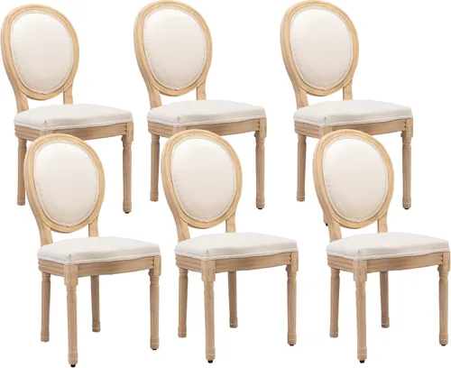 Vista 29 de LKTART Juego de 2 sillas de comedor francesas de piel sintética con botón y cabezal de clavos para sala de estar, cocina, sillas laterales ovaladas