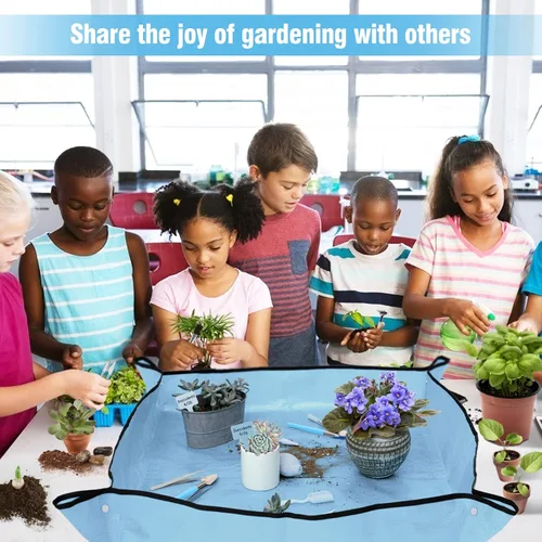 Vista 4 de Juego de 20 herramientas de jardinería pequeñas, regalos para mujeres principiantes, juego de herramientas de mano de jardín para trasplante de Azul