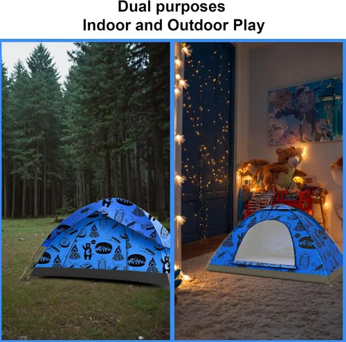 Vista 3 de KidzAdventure - Tienda de campaña 2 en 1 para niños, tienda de campaña para niños, tienda de campaña para niños de 1 a 2 personas, tienda de campaña