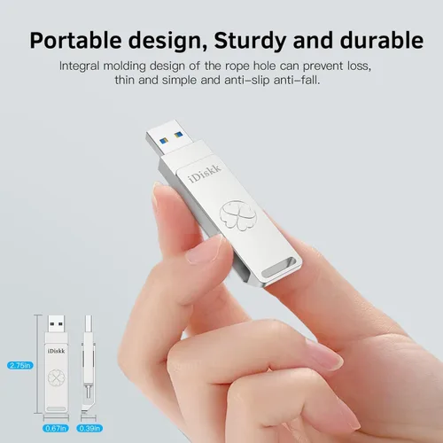 Vista 6 de iDiskk Unidad flash de 128 GB y 500 MB/s Photo Stick para USB C iPad/iPhone/MacBook, portátiles, teléfonos Android, fotos y videos de copia