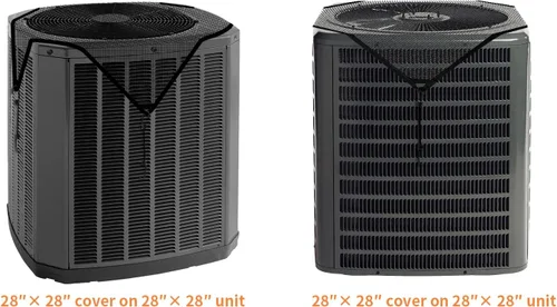 Vista 5 de Cubierta de aire acondicionado de 28 x 28 pulgadas, cubierta de malla superior para unidad exterior con cuerdas elásticas, cubierta de malla