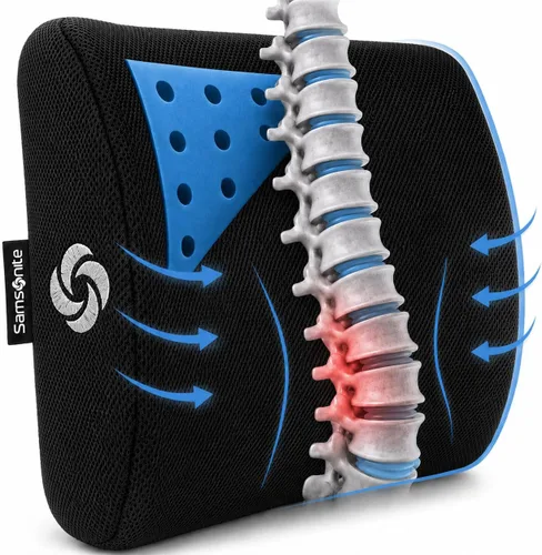 Vista 7 de Samsonite - Cojín ergonómico 2 en 1 y cojín de apoyo lumbar, silla de oficina de espuma viscoelástica para apoyo de espalda y almohada de asiento