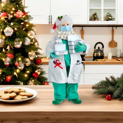 Vista 2 de Kurt Adler FA0144 - Caja de pañuelos de tela de Papá Noel, de 10.5 pulgadas, multicolor