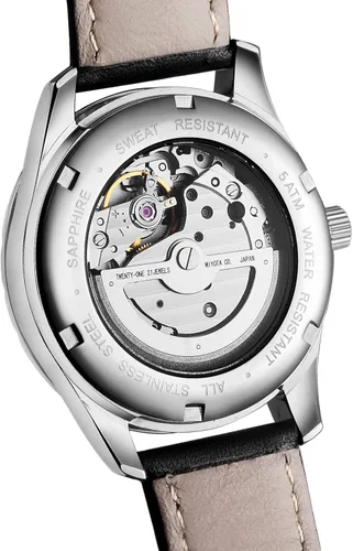 Vista 3 de BINLUN Reloj Esqueleto dorado impermeable automático relojes para hombres con dos tonos de acero inoxidable banda de San Valentín regalos