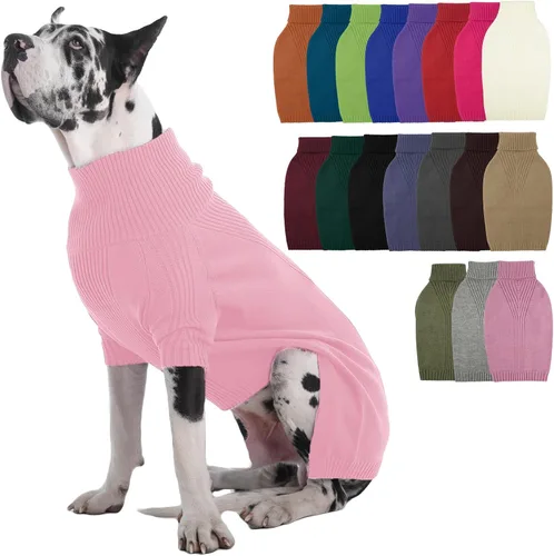 Vista 51 de IECOii Suéter de perro salchicha de cuello alto para perros pequeños, medianos y hembras, elástico y transpirable, abrigo de punto cálido, para Negro