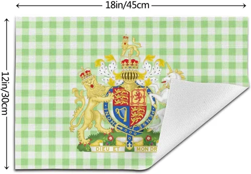 Vista 3 de UK England Royal Shield of Arms United Kingdom Durable Waterproof - Paquete de 4 manteles individuales tejidos de PVC, diseño elegante, fácil