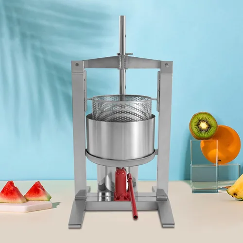 Vista 8 de Bacocoo - Prensa de frutas de acero inoxidable de grado comercial de 20L, exprimidor manual hidráulico de 3 toneladas, prensa de frutas para vino