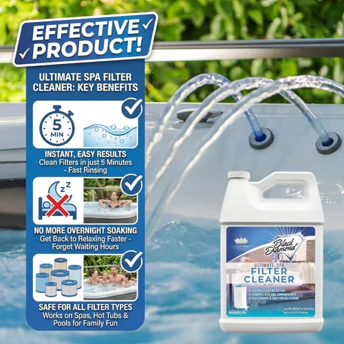 Vista 7 de Limpiador de filtros de spa definitivo en aerosol de acción rápida. Limpieza instantánea para filtros de bañera de hidromasaje y piscina sin dejar