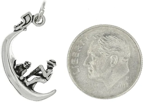 Vista 2 de LGU Abalorio de plata de ley oxidada 3D italiana veneciana góndola veneciana