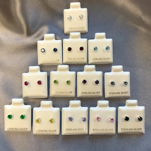 Vista 7 de 4mm Round Cubic Zirconia Post Back 925 Sterling Silver CZ Stud Earrings for Women Sets