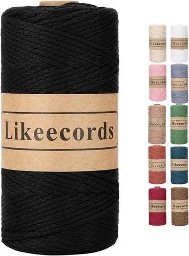 Vista 35 de Likeecords 100% Hilo de Ganchillo de Algodón Cordón de Bolsa de 2mm 170m Cordón de Macramé de 2mm Hilo de Crochet Cuerda de Macramé Regalo para Verde