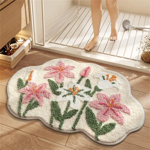 Vista 7 de Ankah Alfombra de Ducha Tapete de Baño Serie Bosque Diseño de Dibujos Animados Alfombra de Baño, Esponjosa, Suave, Antideslizante, Duradera