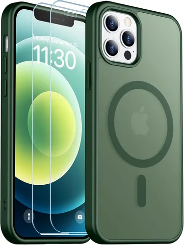 Vista 294 de SPIDERCASE Funda magnética translúcida diseñada para iPhone 11, con 2 protectores de pantalla de vidrio templado, antihuellas, para iPhone 11 de 6.1