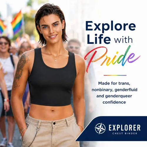 Vista 8 de LGBT UNICORNS Carpeta de pecho, FTM Binder Trans, diseño de tamaño sin enlazar Negro
