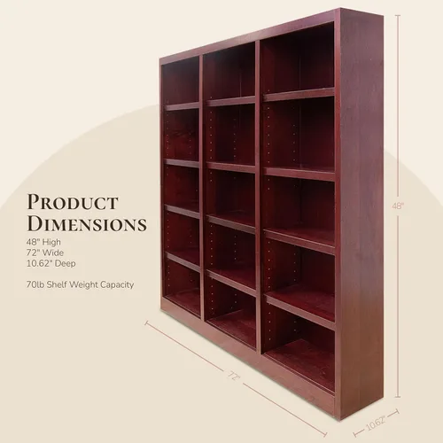 Vista 2 de Concepts In Wood - Estantería de madera para libros, muebles altos, 72 x 72 pulgadas, color cereza
