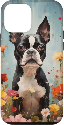 Vista 16 de Boston Terrier in Flower Garden Dog Art Lovers Design Case for iPhone 17