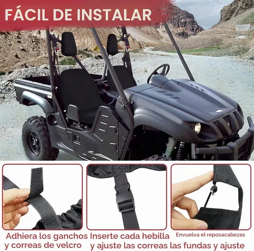 Vista 6 de StarknightMT UTV Rhino Fundas de Asiento Resistentes al Agua Fundas de Asiento Compatibles con Rhino 700 660 450 2004-2021 Tela 1680D Negro