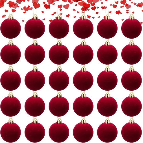Vista 12 de Menkxi 15 piezas de bolas de Navidad de terciopelo 1.97 pulgadas, adornos colgantes de Navidad con vellón, bolas de terciopelo hechas a mano