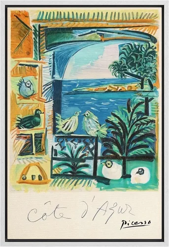 Vista 14 de SIGNLEADER Lienzo enmarcado para pared, arte semicírculo de mediados de siglo, formas geométricas, ilustraciones, arte moderno, contemporáneo