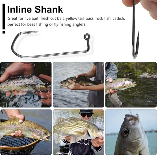 Vista 6 de Ganchos de plantilla Aberdeen de 90 grados, 110 piezas de mango largo forjados Duratin Jig Hooks Heavy Wire Jig Ganchos de pesca de acero de alto
